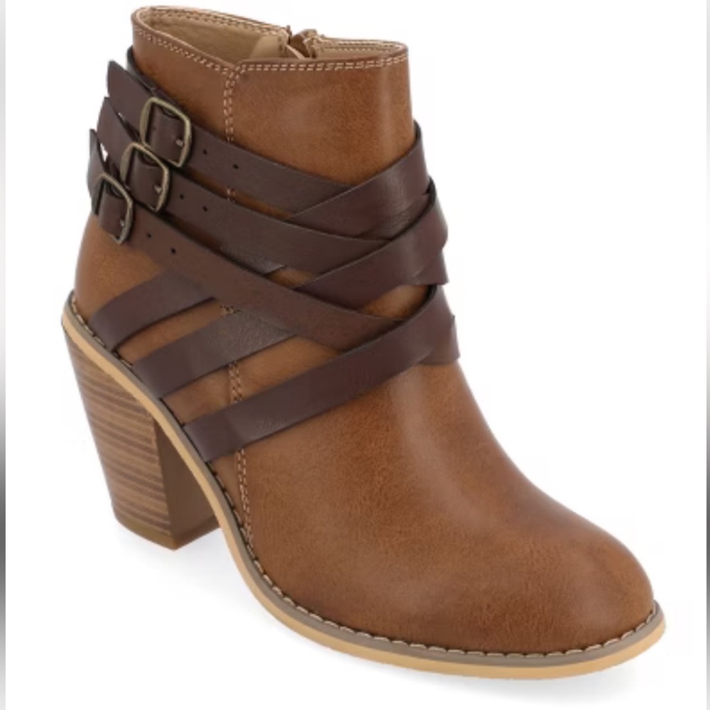 Journee Collection Wide Width Strappy Heeled Ankle Boots Size 7.5 brand new